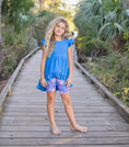 Load image into Gallery viewer, Bright Blue Floral Spring Summer Hi-Lo Short Set
