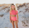 Load image into Gallery viewer, Hot Pink + Tangerine Check Swimsuit
