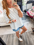 Load image into Gallery viewer, Josie Striped Knit Tee - black
