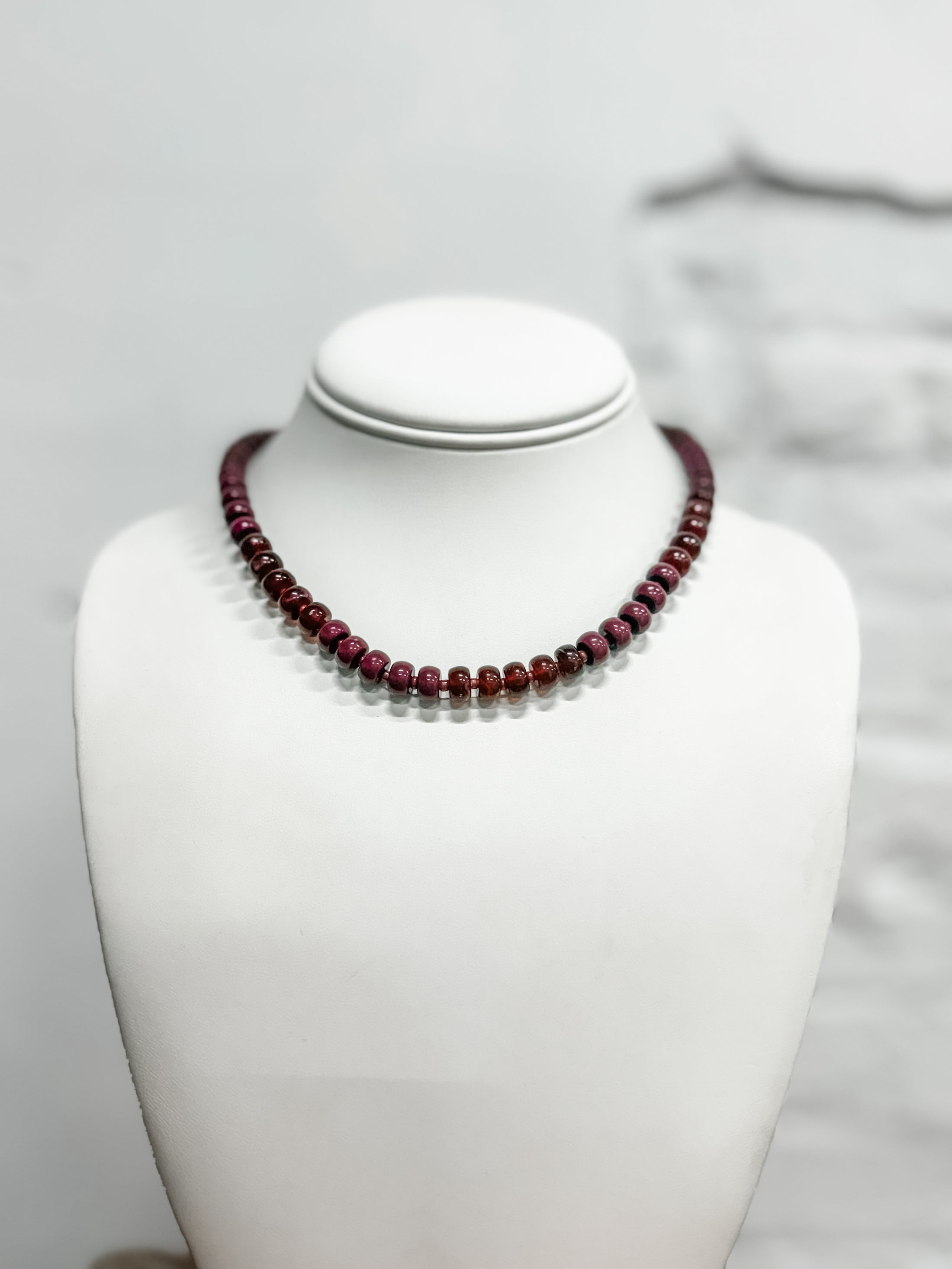 Burgundy Trails Beaded Necklace