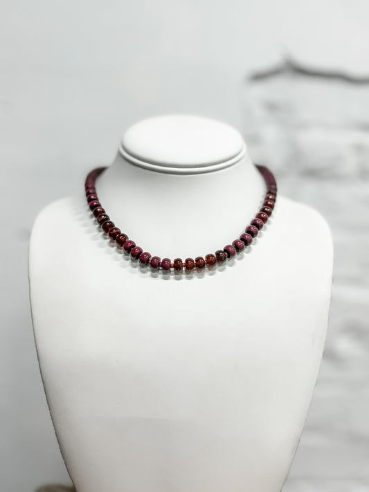 Burgundy Trails Beaded Necklace