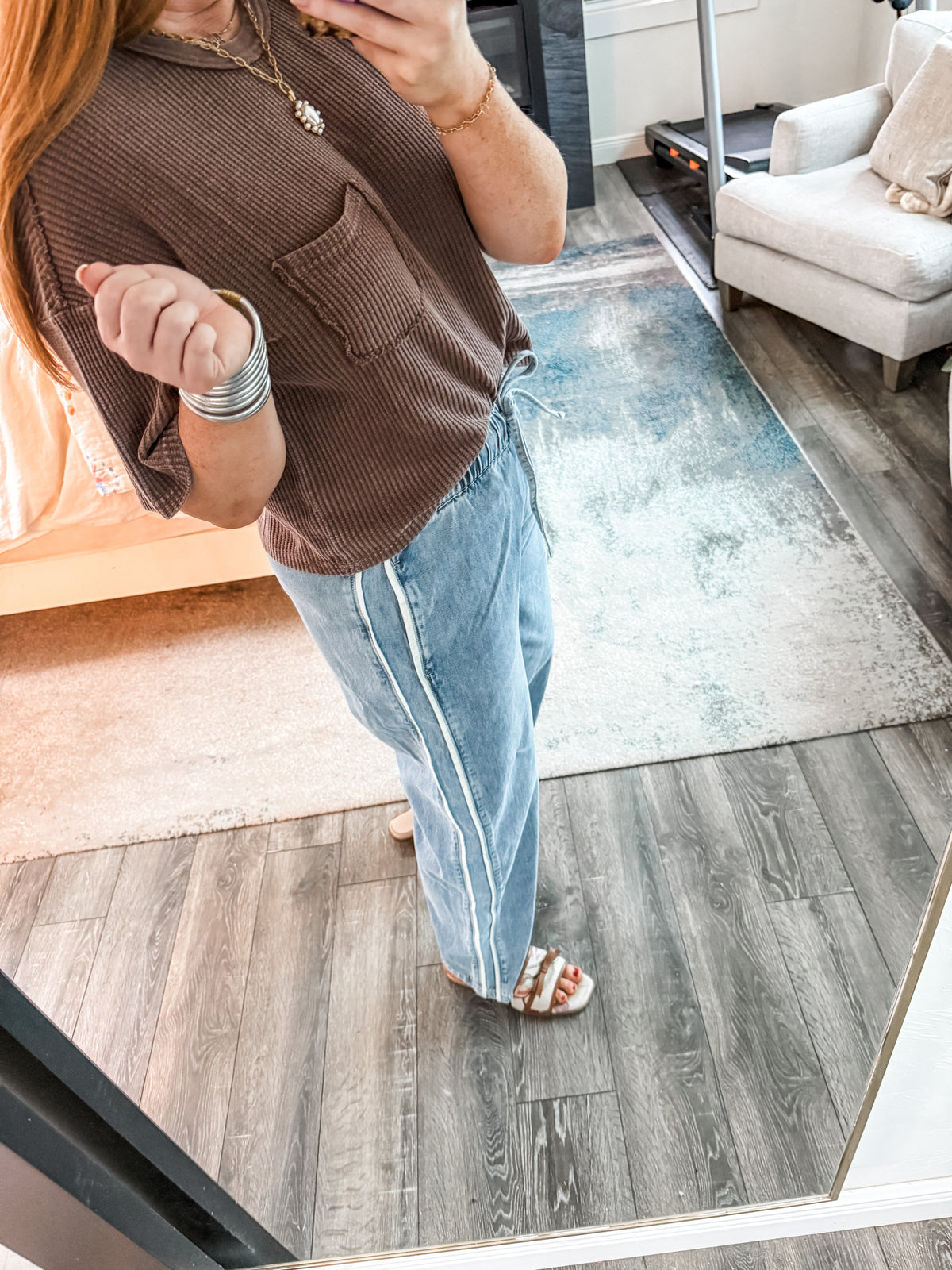 Jenn Side Stripe Denim Pants