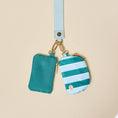Load image into Gallery viewer, Dynamic Duo Pouch Wristlet–Sicily Stripes Teal

