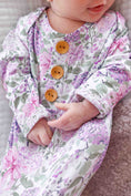Load image into Gallery viewer, Newborn Baby Knot Gown & Hat Set | Lavender Lullaby
