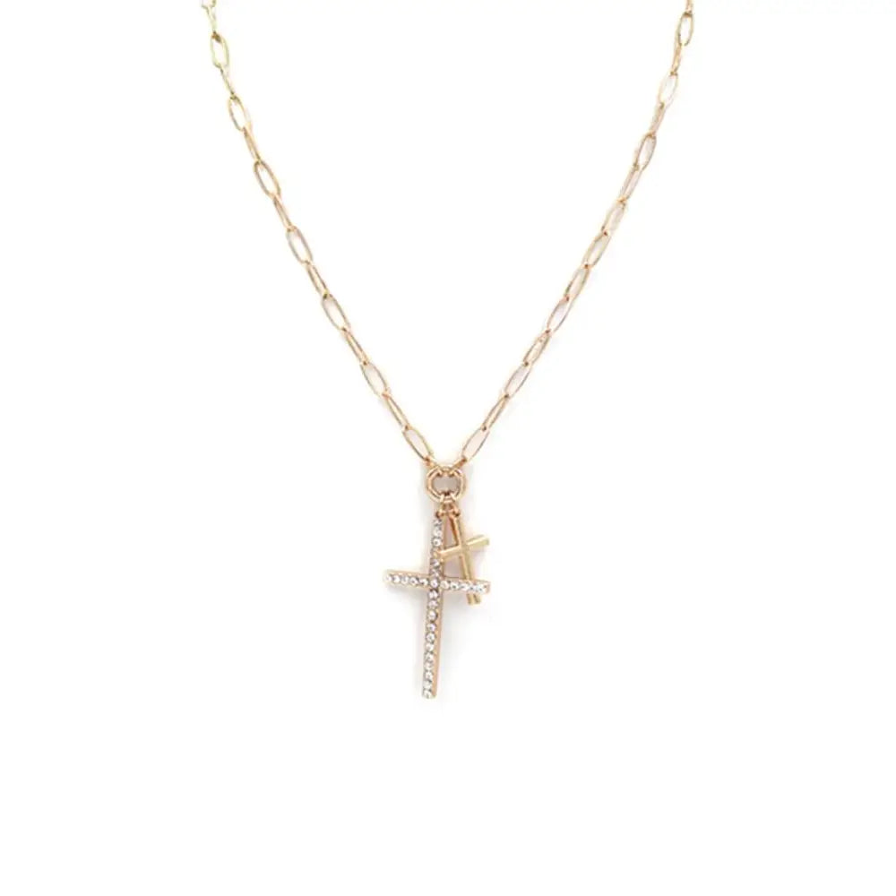 Double Cross Chain Necklace