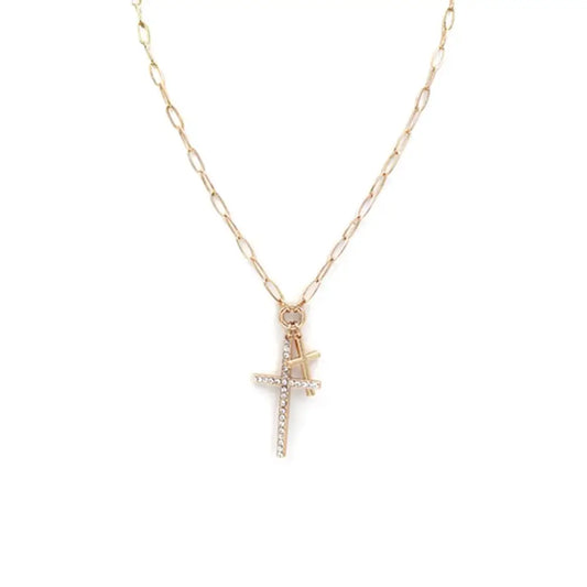 Double Cross Chain Necklace