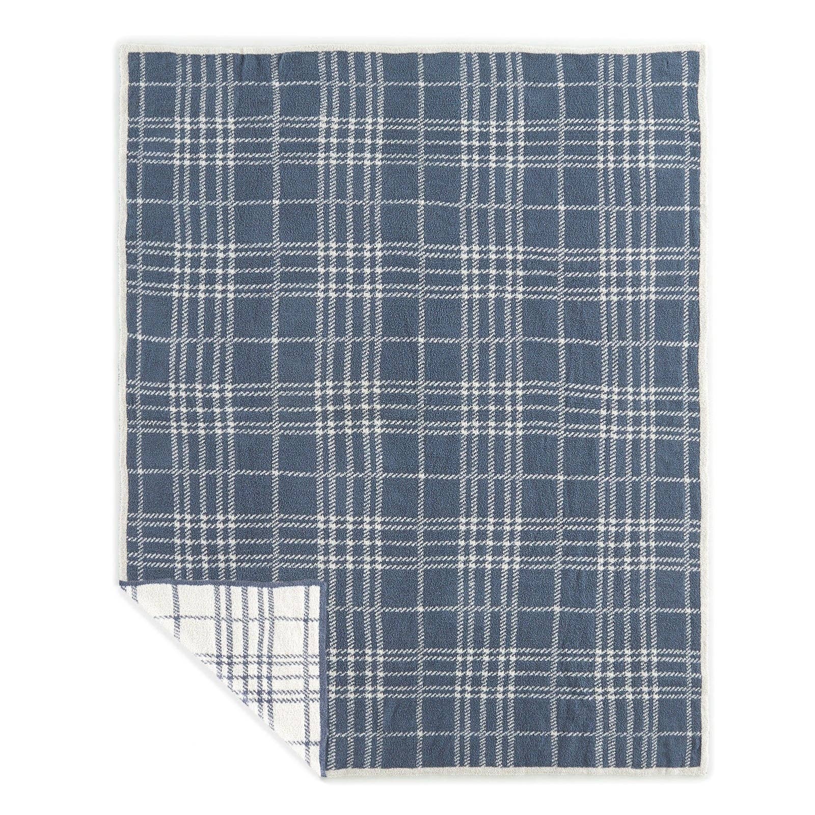 Quinn Plaid Cozy Knit Throw - Blue