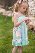 Load image into Gallery viewer, Mint Gingham Ruffle Pocket Spring Dress
