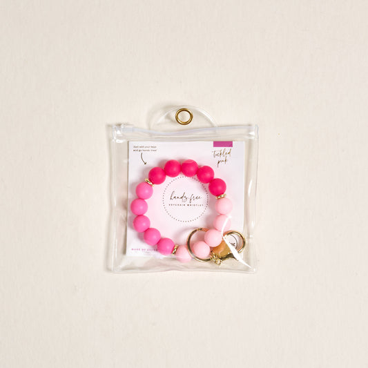 Hands–Free Keychain Wristlet–Tickled Pink
