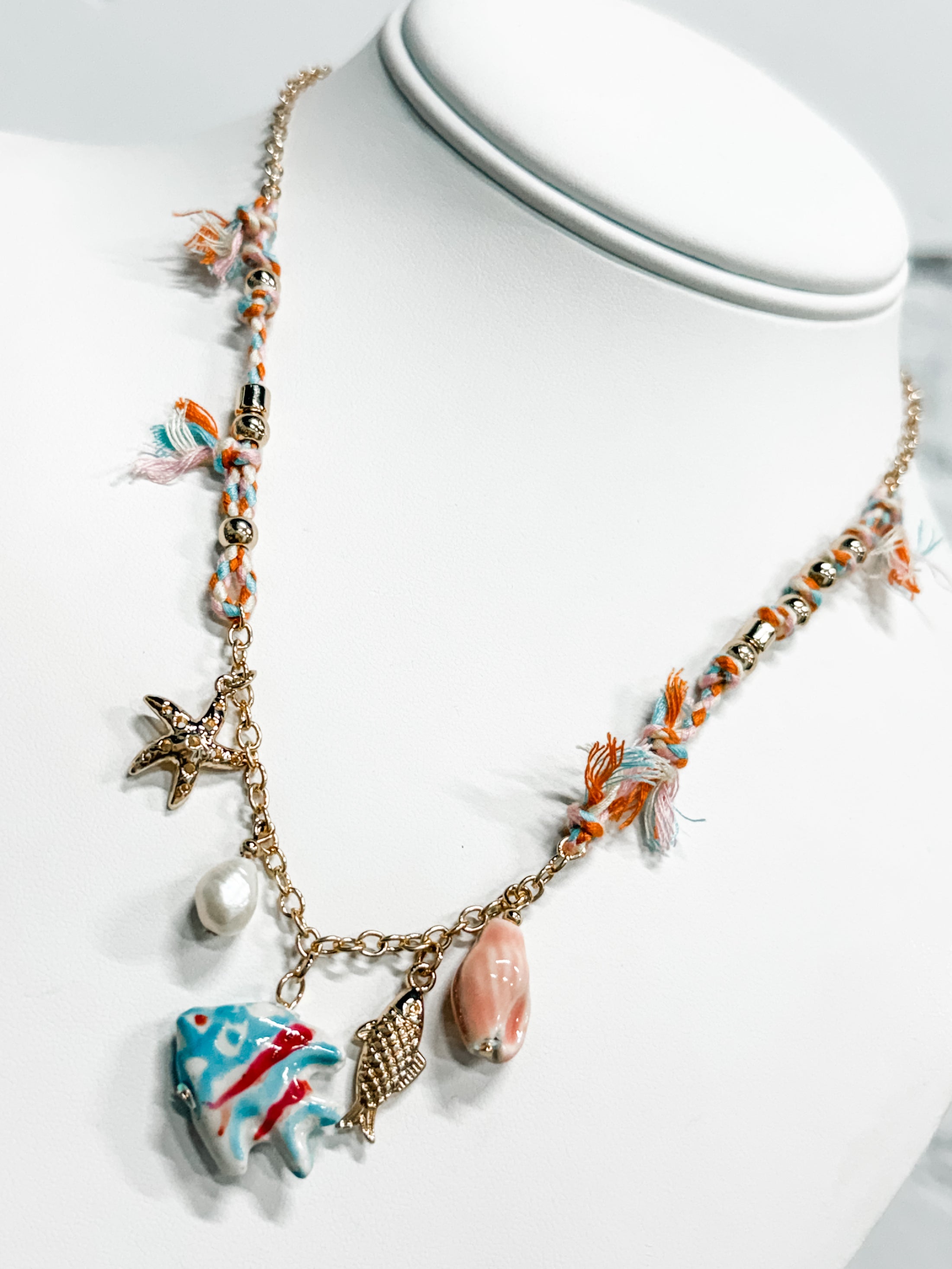 Teal Fish Sealife Charm Necklace