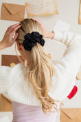 Load image into Gallery viewer, Black Polka Dot Jumbo Scrunchie
