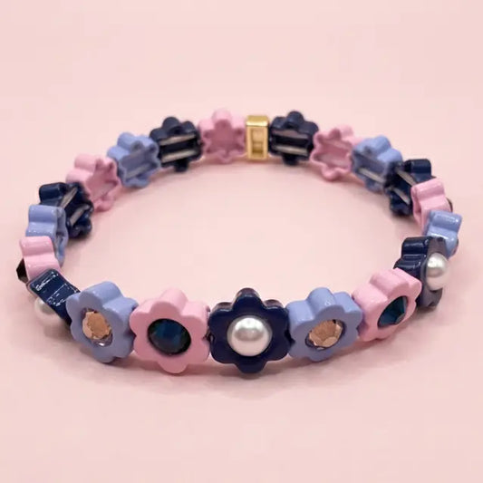 Daisy Bracelet - Pink + Blue