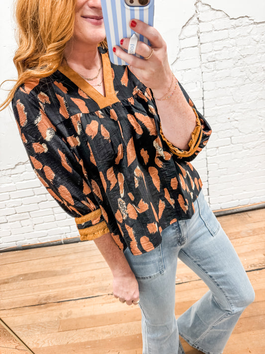 Eyelet Print Top