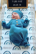 Load image into Gallery viewer, Solid Dusty Blue Bamboo Baby Knot Gown & Hat
