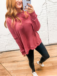 Load image into Gallery viewer, Carrie Waffle Pullover - Garnet Red
