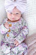 Load image into Gallery viewer, Newborn Baby Knot Gown & Hat Set | Lavender Lullaby

