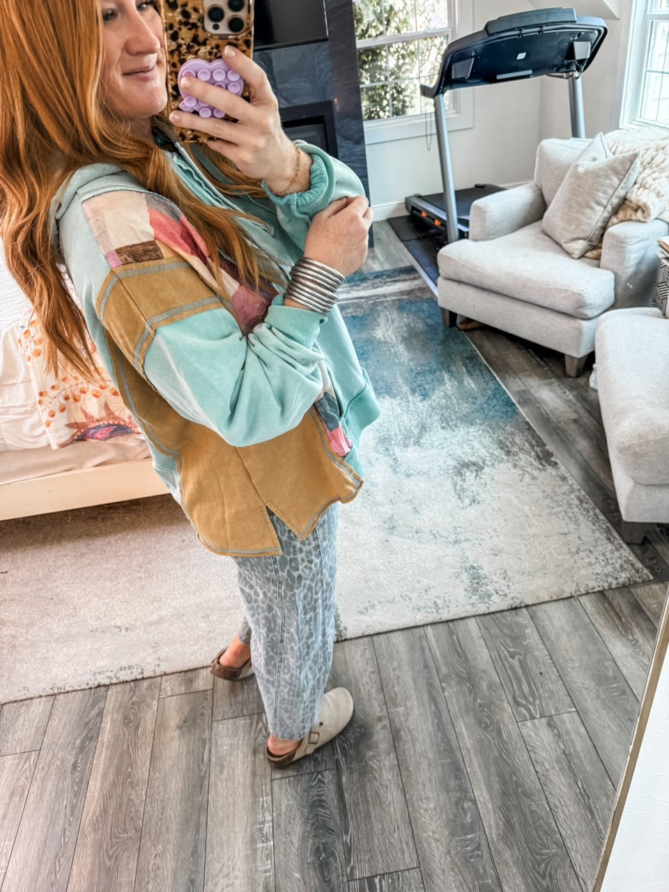 Nellie Checkered Colorblock Hoodie