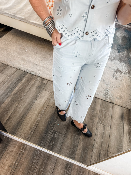 Lila Eyelet Pants