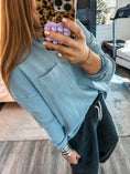 Load image into Gallery viewer, Hadley Waffle Knit Top- Dusty Blue
