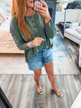 Load image into Gallery viewer, Savannah Button Top - Dark Green
