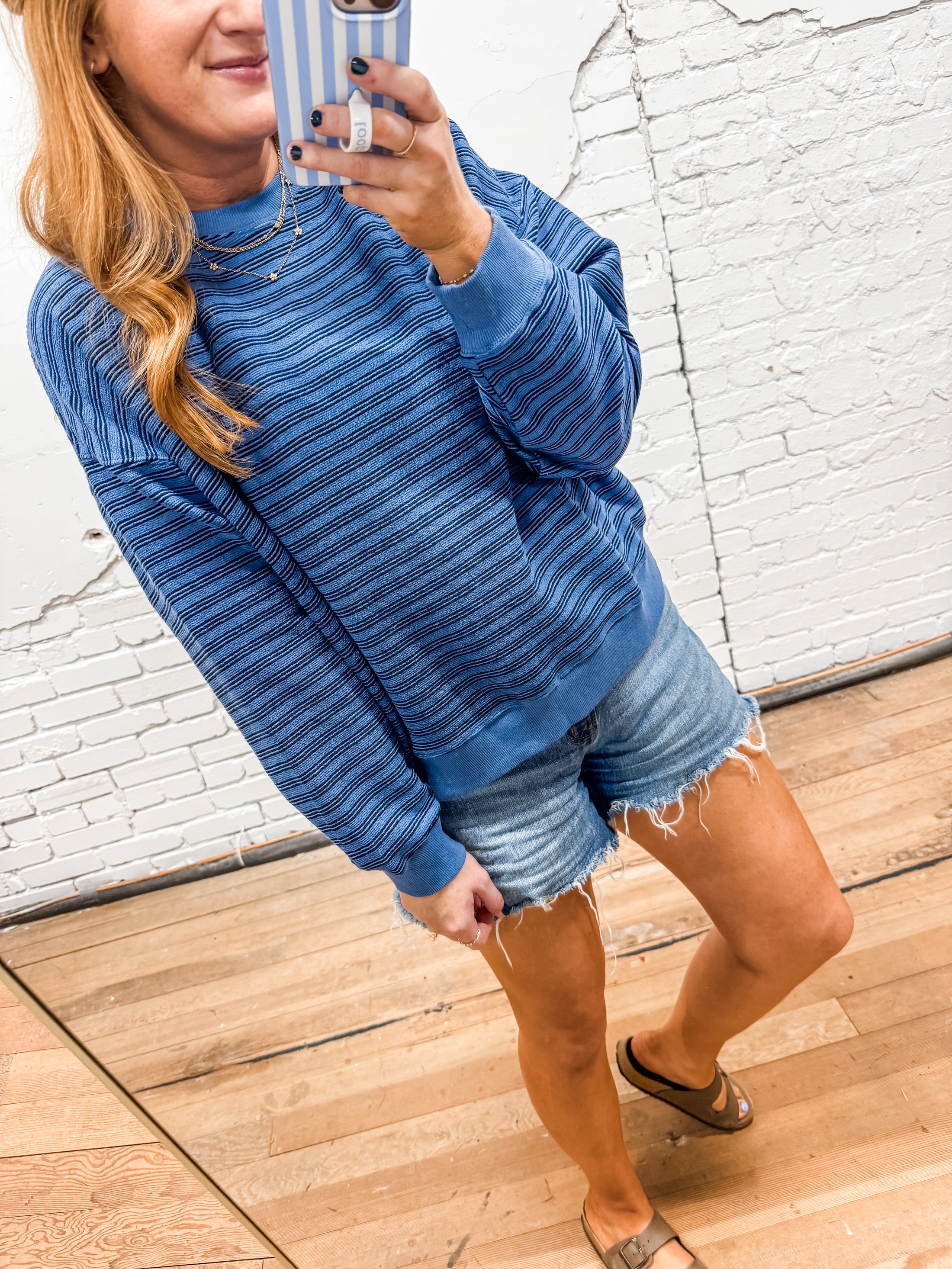 Callie Striped Pullover - Blue