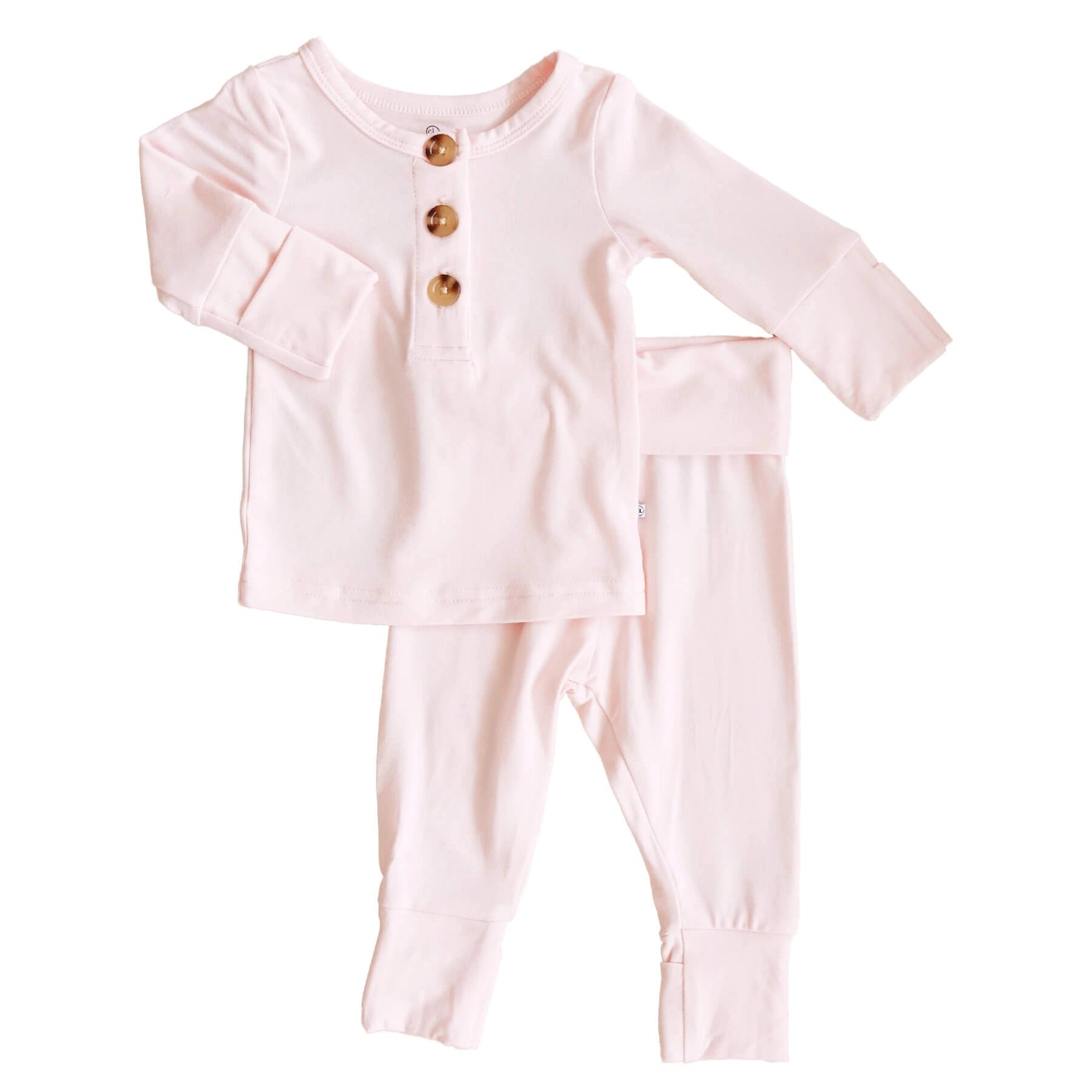 Bamboo Button Top & Bottom | Pearl Pink