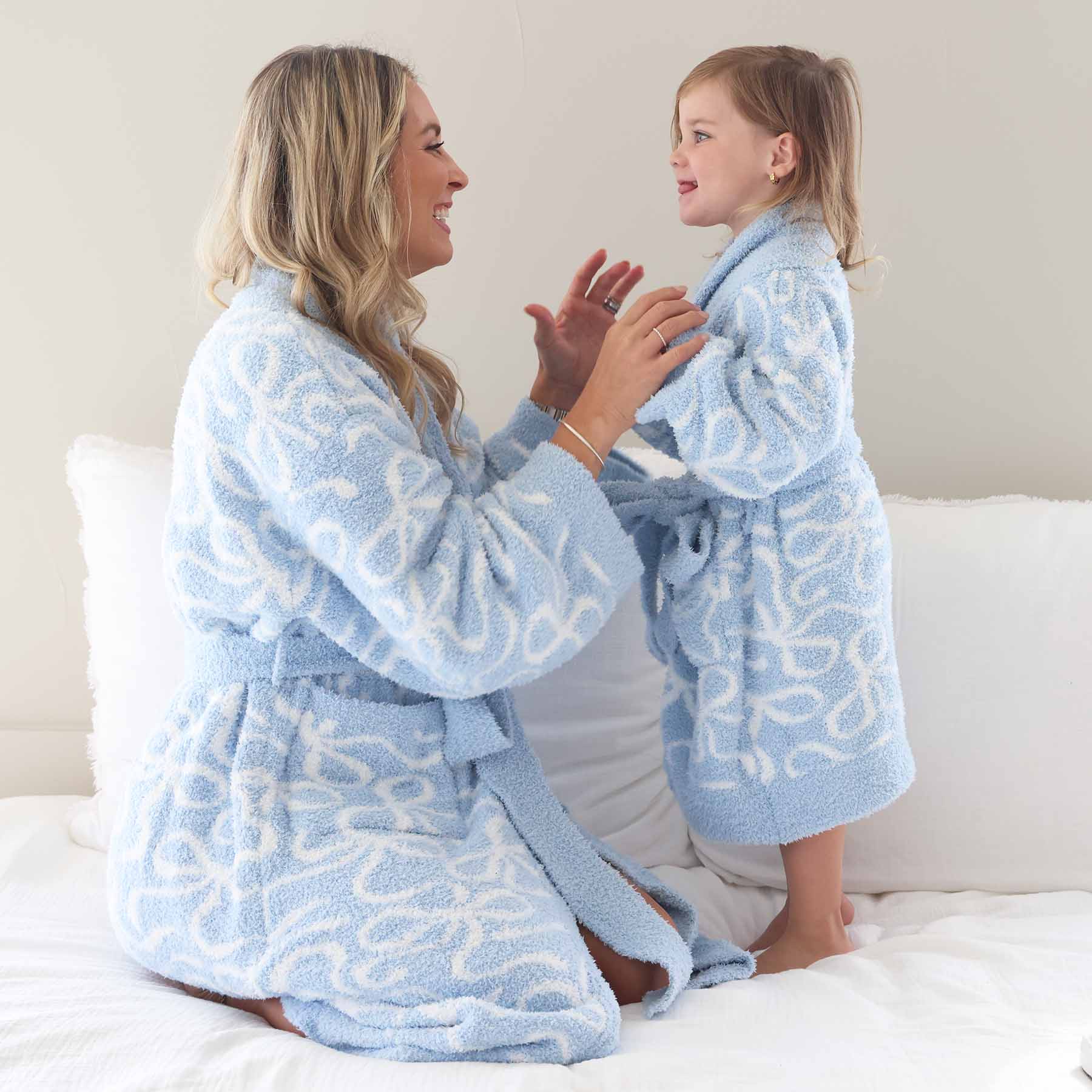 CuddleLane™ Kids Robe | Blue-tiful Bows