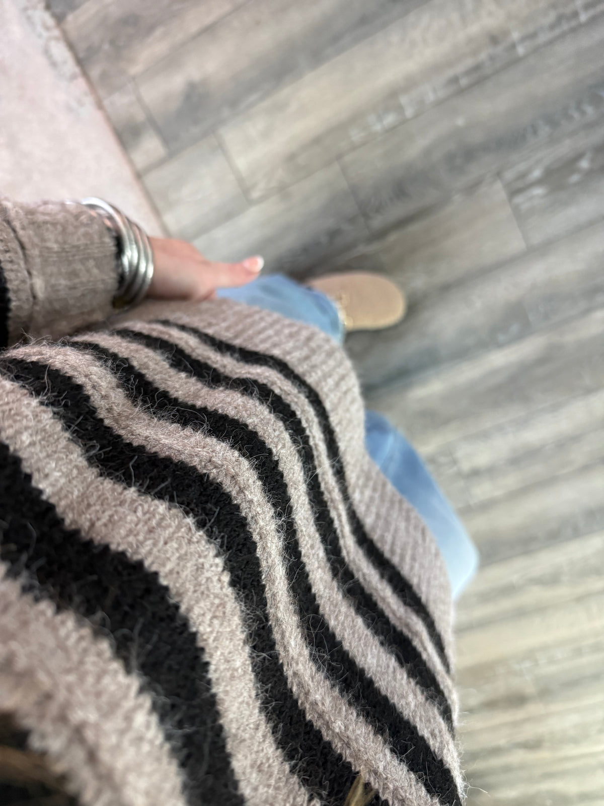 Heather Striped Sweater - Grey