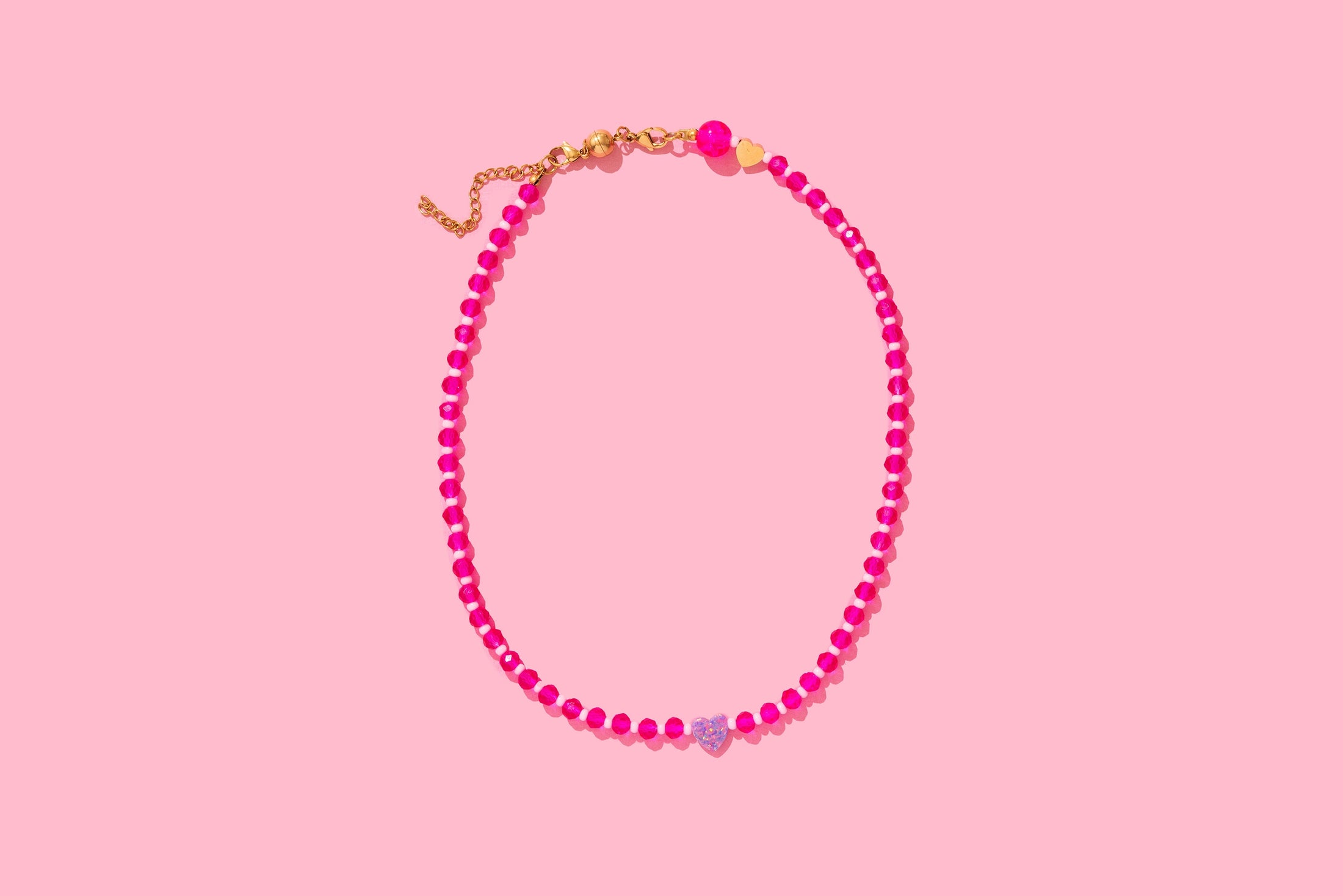 Karley Pink w/ Purple Opal Heart Necklace