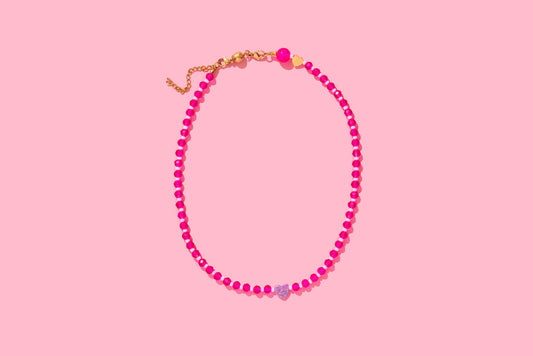 Karley Pink w/ Purple Opal Heart Necklace