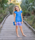 Load image into Gallery viewer, Bright Blue Floral Spring Summer Hi-Lo Short Set
