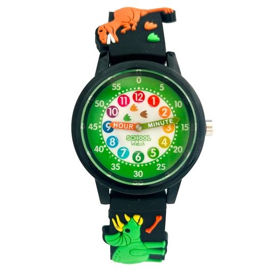 3D Dinosaur School Watch Black
