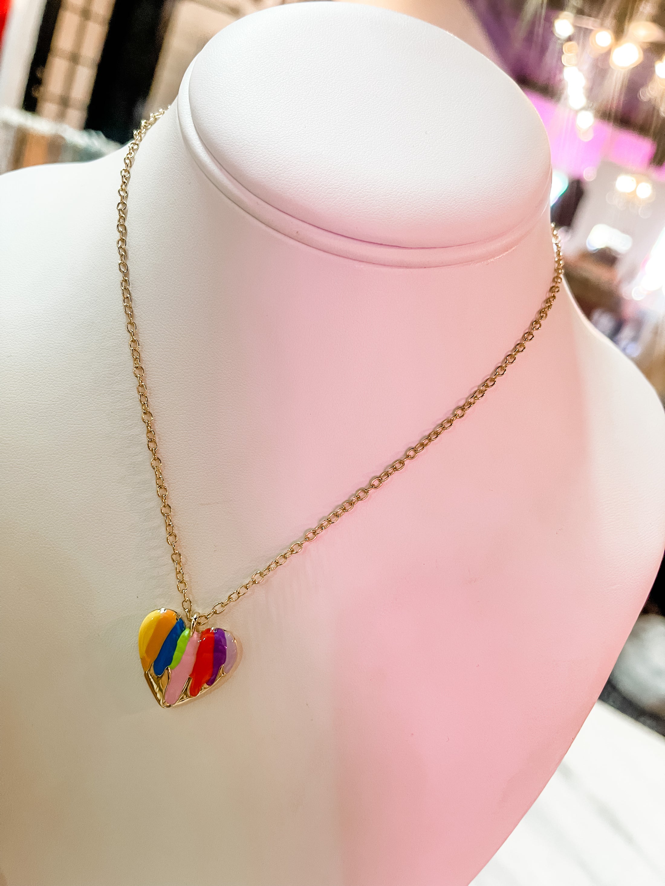 Rainbow Artist Heart Necklace