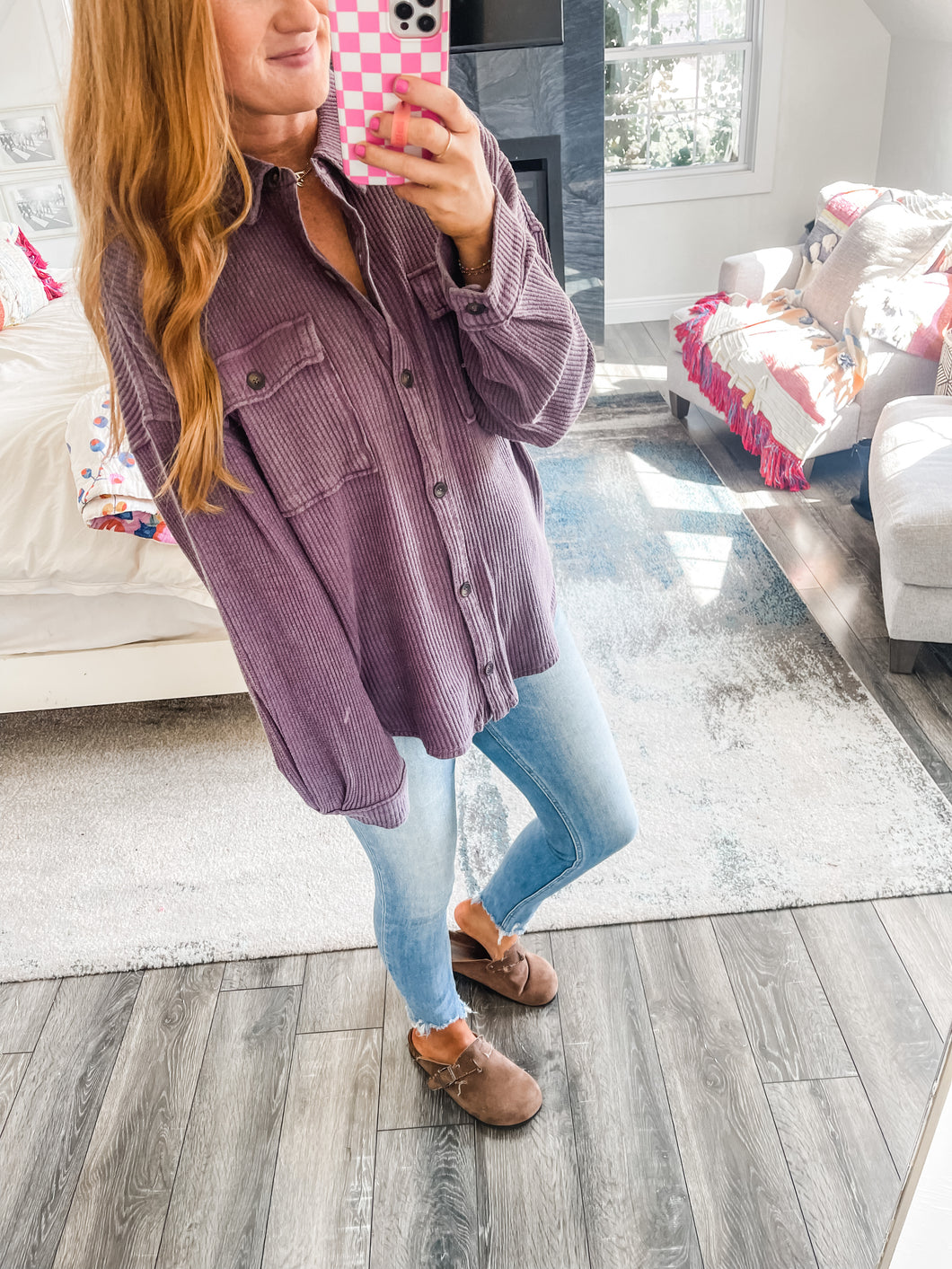 Kylie Button Up - Plum