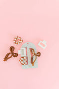 Load image into Gallery viewer, Mocha Bow and Checkered Claw Hair Clip Set
