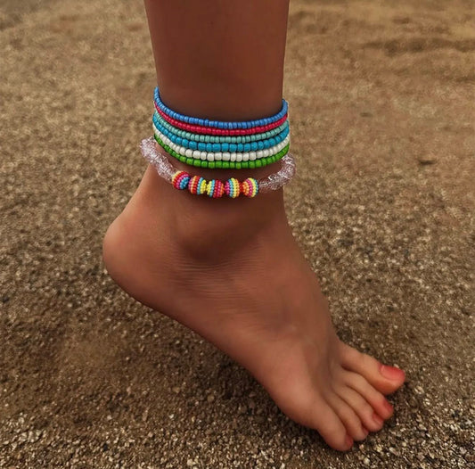 Blue Multi Anklet Set