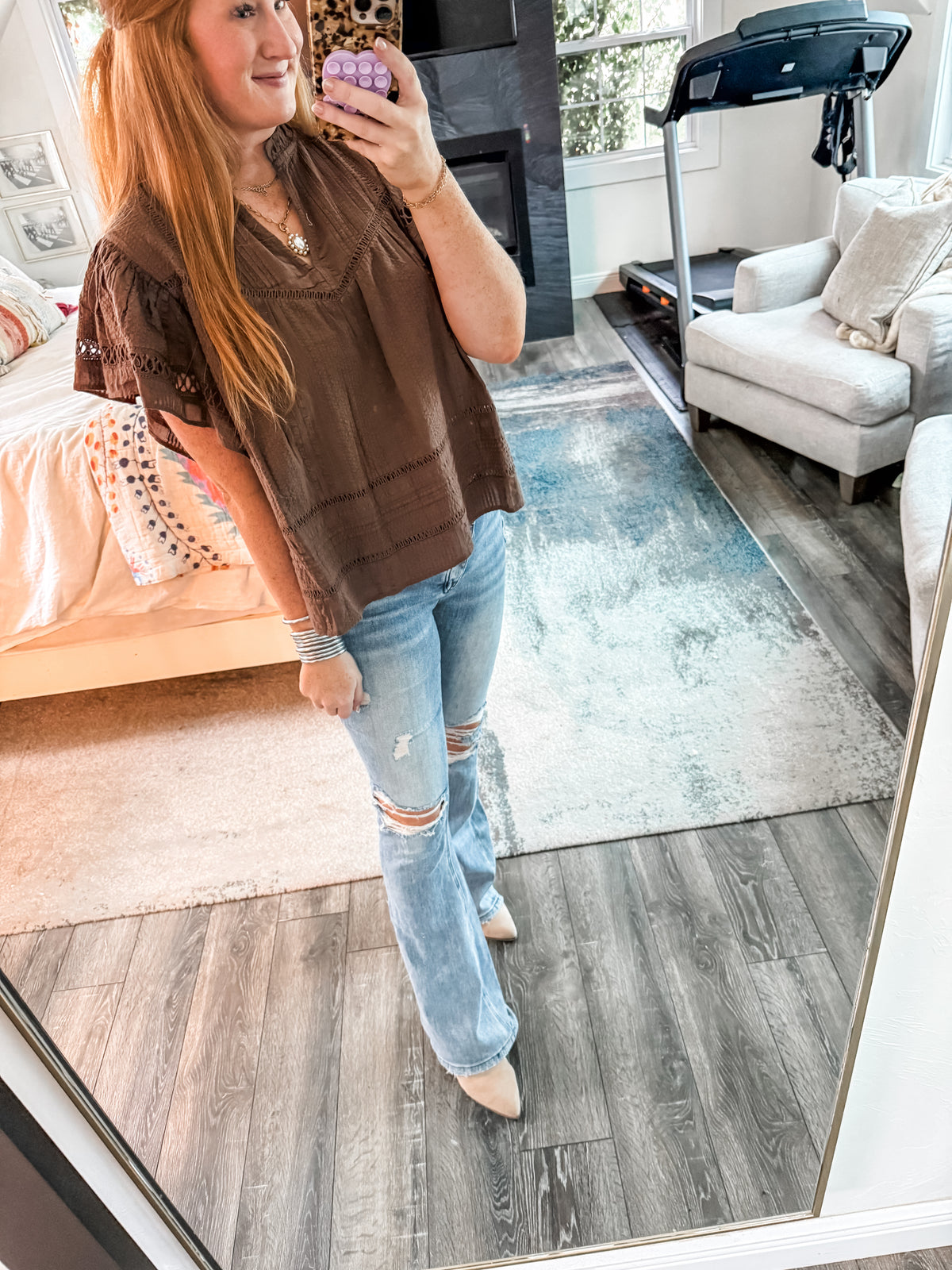 Laramie Flutter Top - Brown