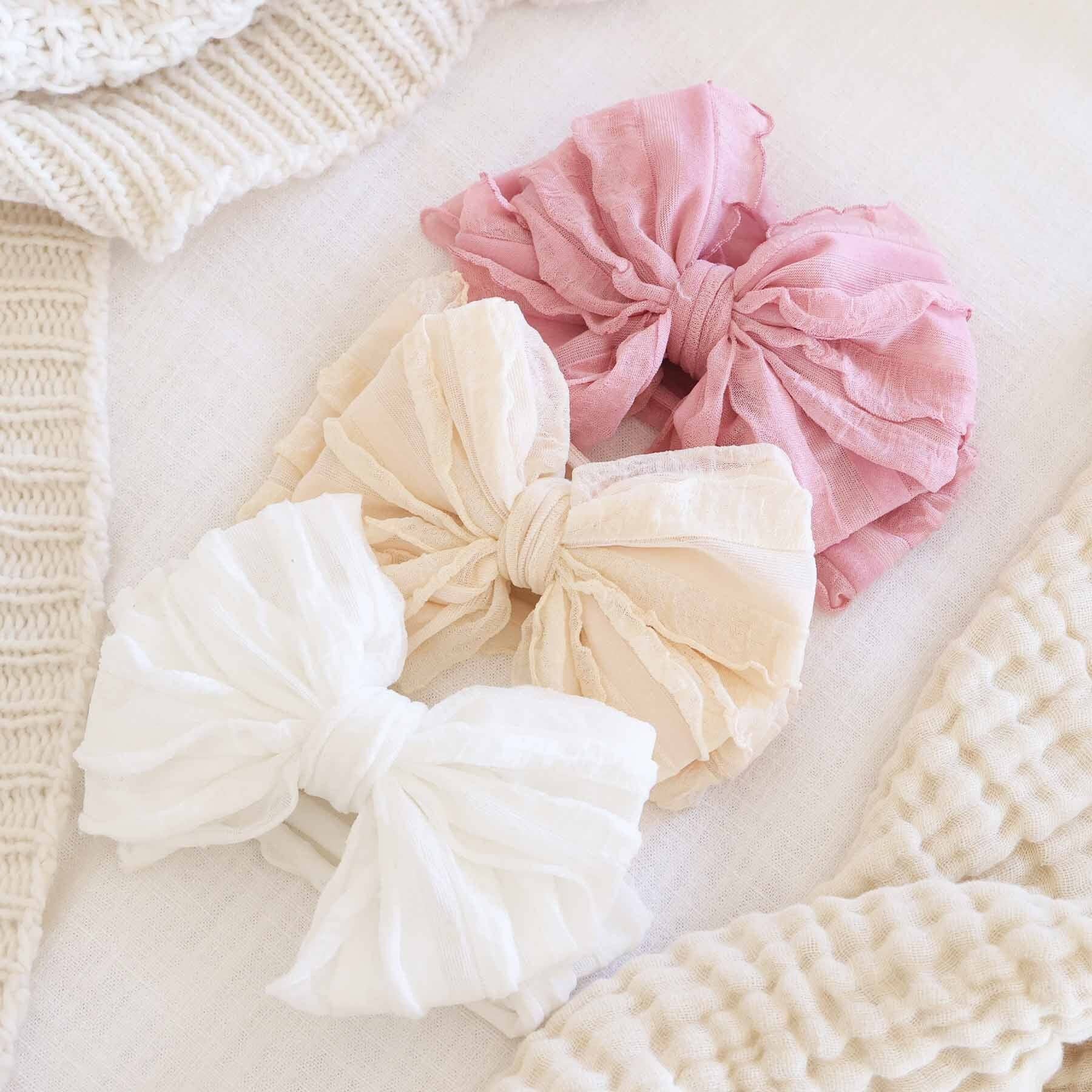 Large Ruffle Knit Bow | Sweet & Simple: Nude