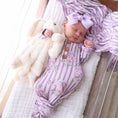 Load image into Gallery viewer, Lila's Lilacs Bamboo Waffle Newborn Baby Knot Gown & Hat Set
