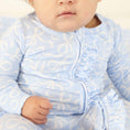 Load image into Gallery viewer, Blue-tiful Bows Ruffle Zipper Footie
