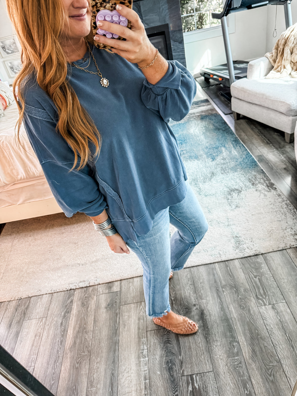 Teagan Oversized Sweatshirt - Navy