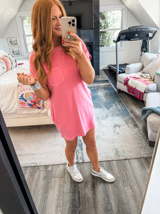 Alivia T-Shirt Dress - Taffy Pink