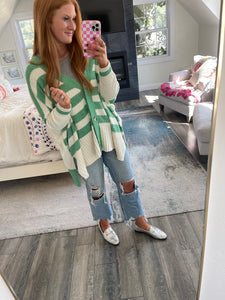 Holly Striped Cardigan - Green