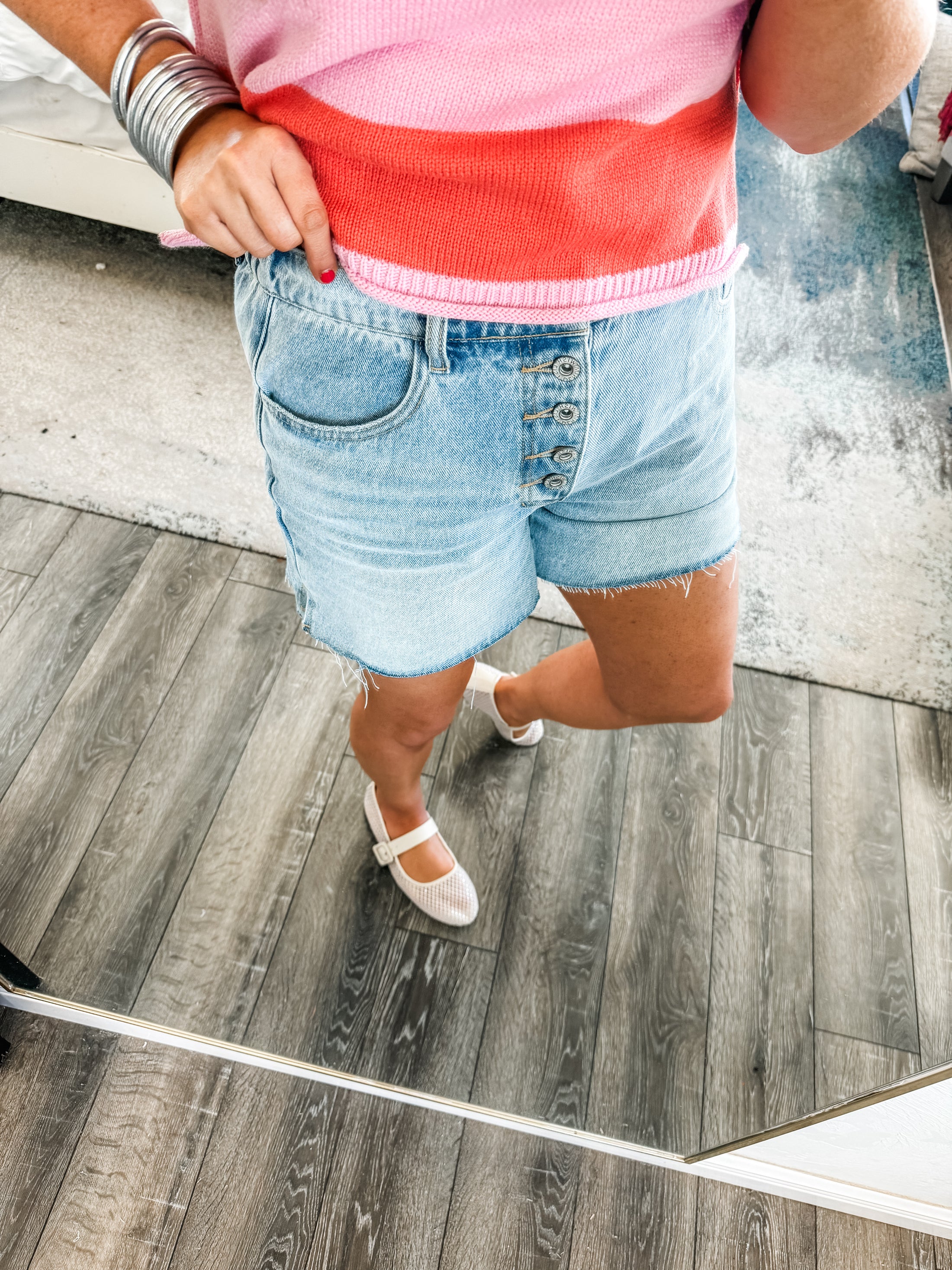Randi Button Front Denim Shorts