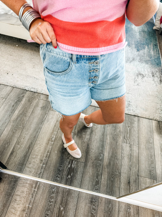 Randi Button Front Denim Shorts