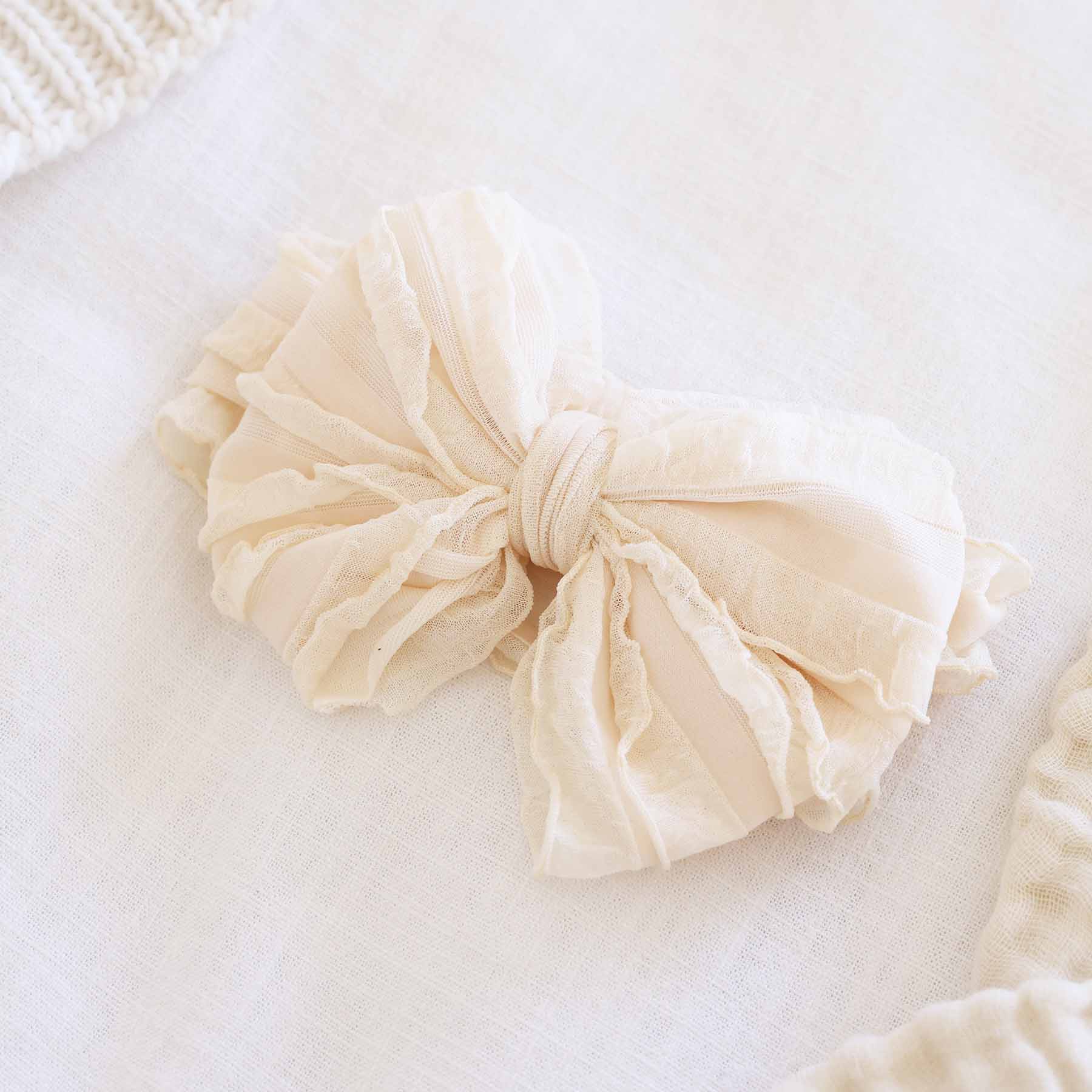 Large Ruffle Knit Bow | Sweet & Simple: Nude
