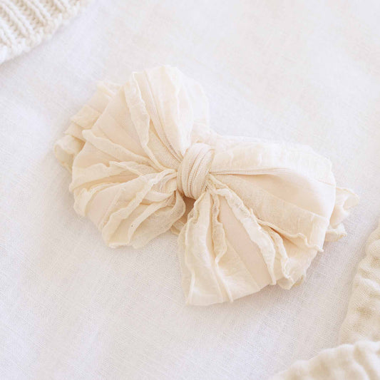 Large Ruffle Knit Bow | Sweet & Simple: Nude