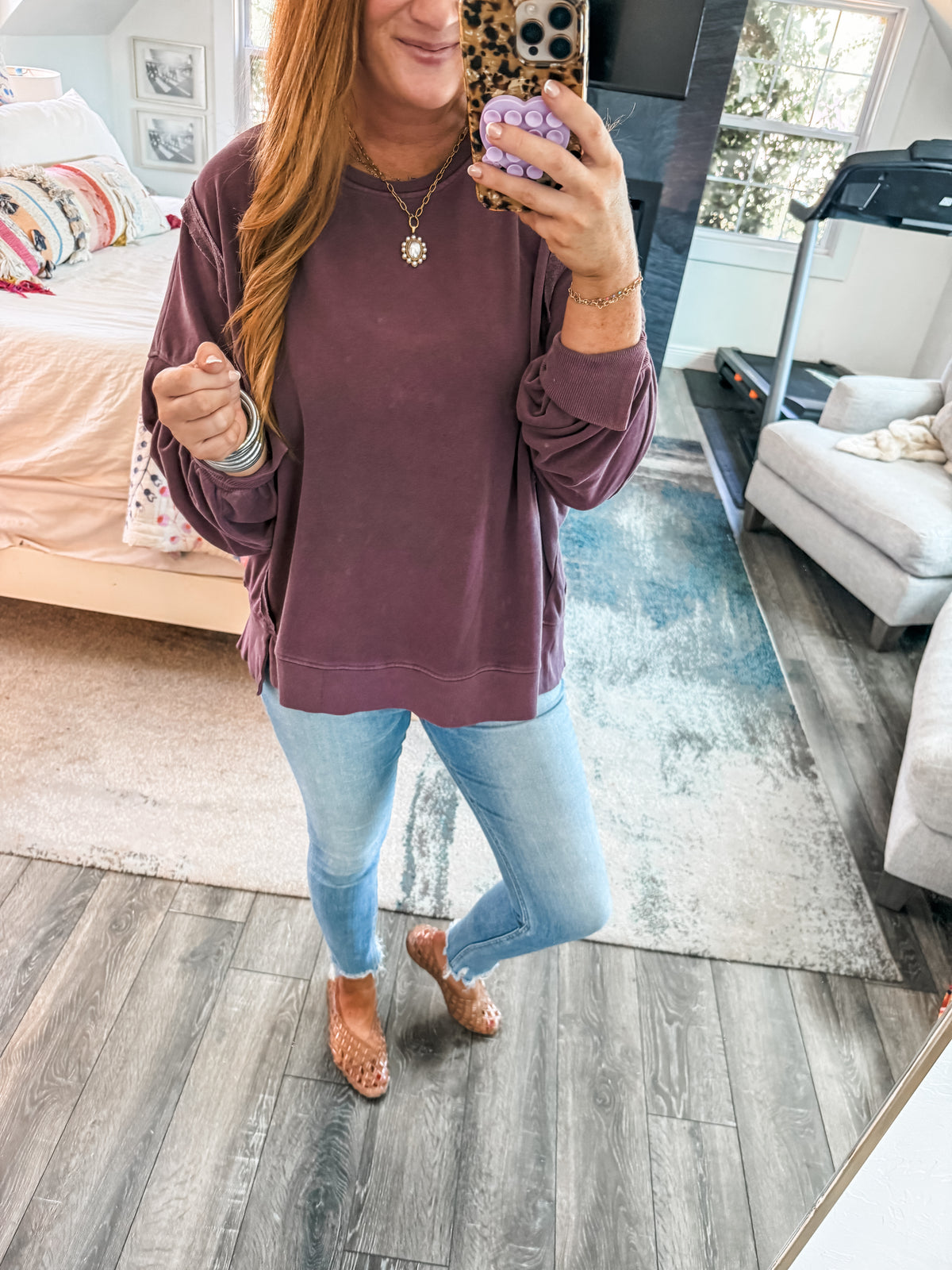 Teagan Oversized Sweatshirt - Dark Cherry