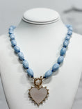 Load image into Gallery viewer, Blue Pearlized Heart Necklace
