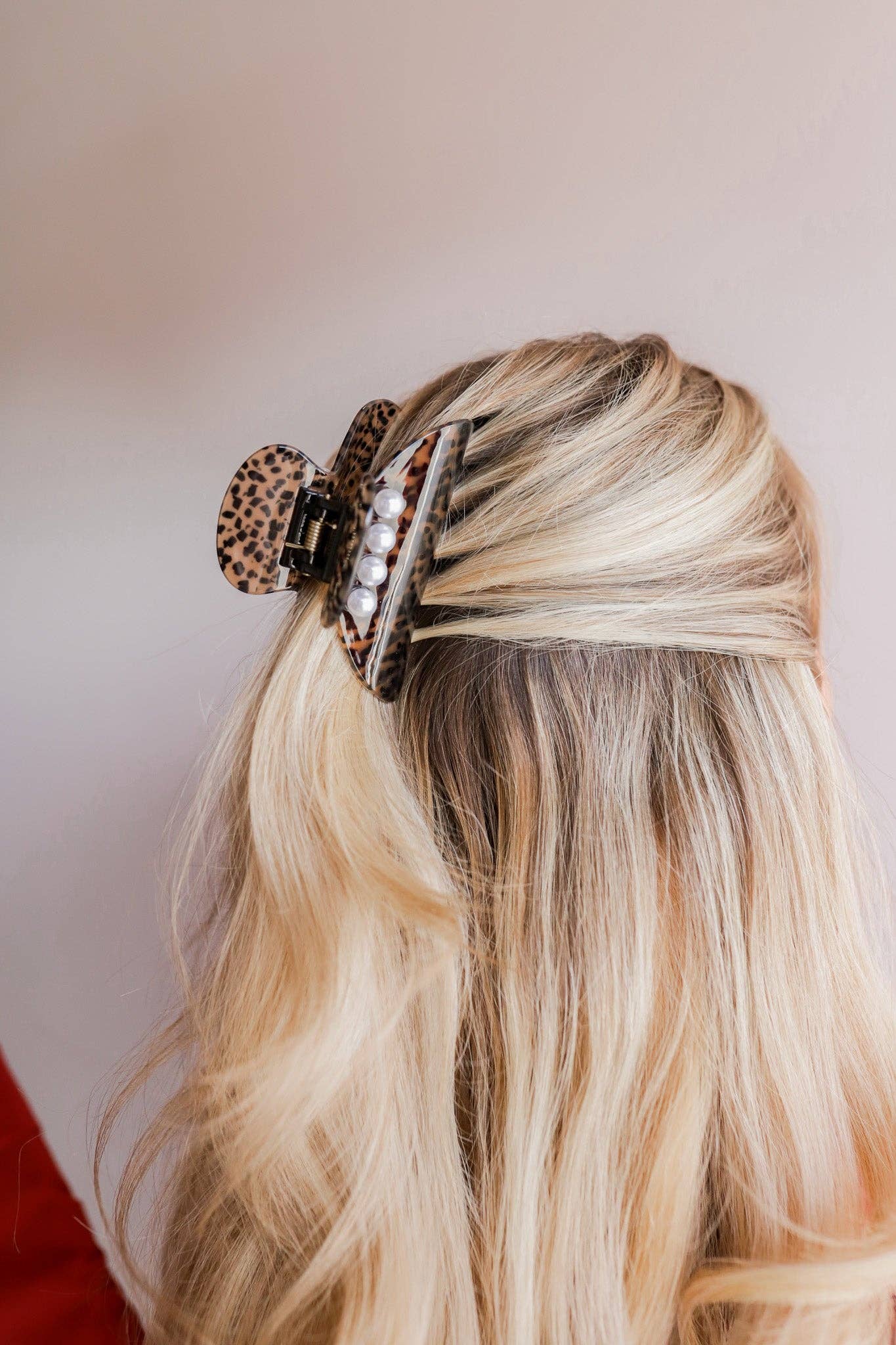 Leopard + Pearl Claw Clip